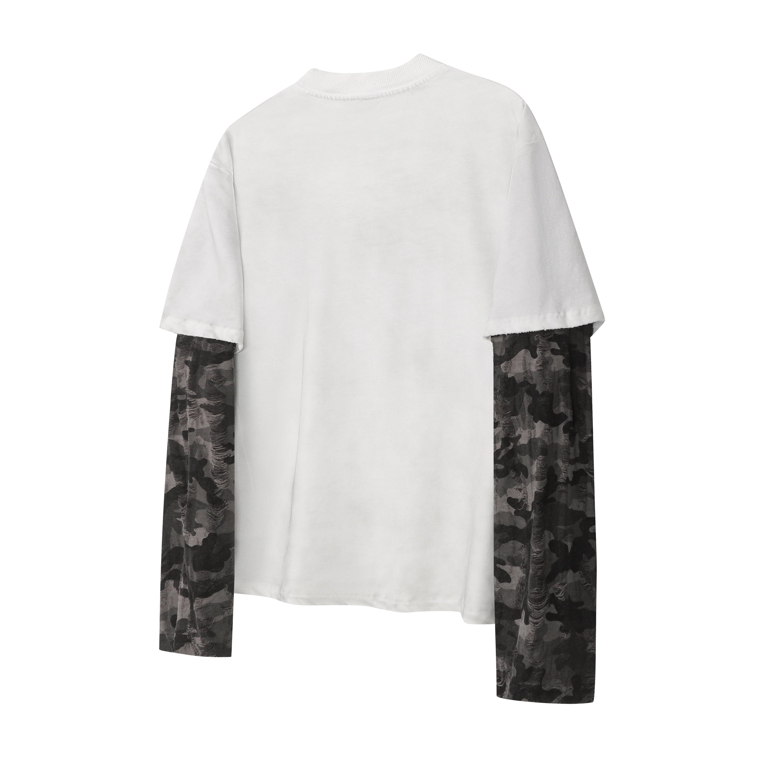 Omirad Layered Camo Sleeve Script Graphic Tee | Streetwear