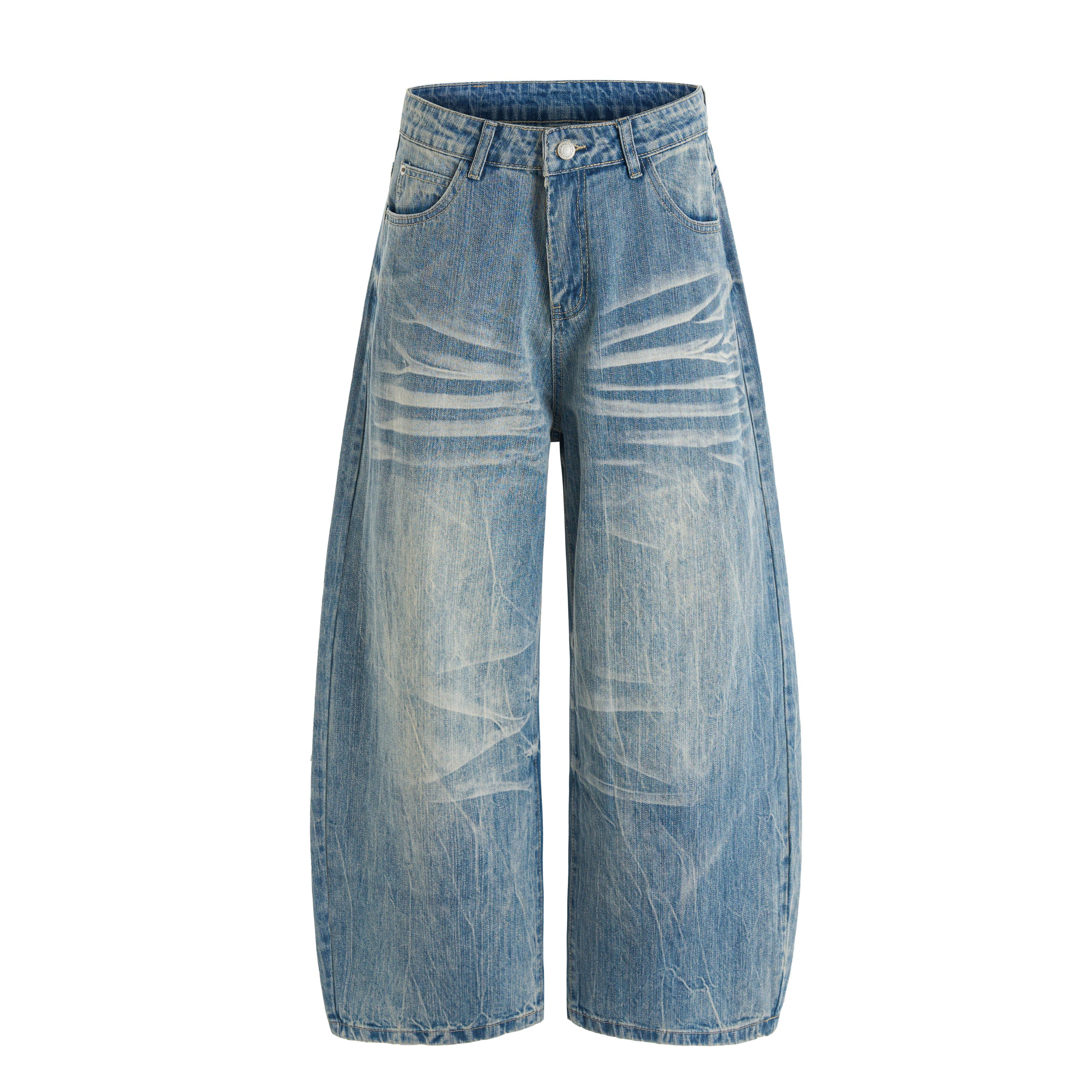 Heavy Washed Wide-Leg Denim Jeans | Vintage Streetwear
