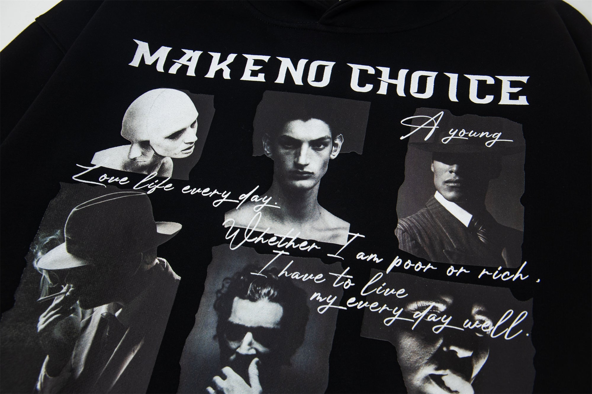 Omirad Make No Choice Dark Collage Graphic Hoodie | SEAKOFF