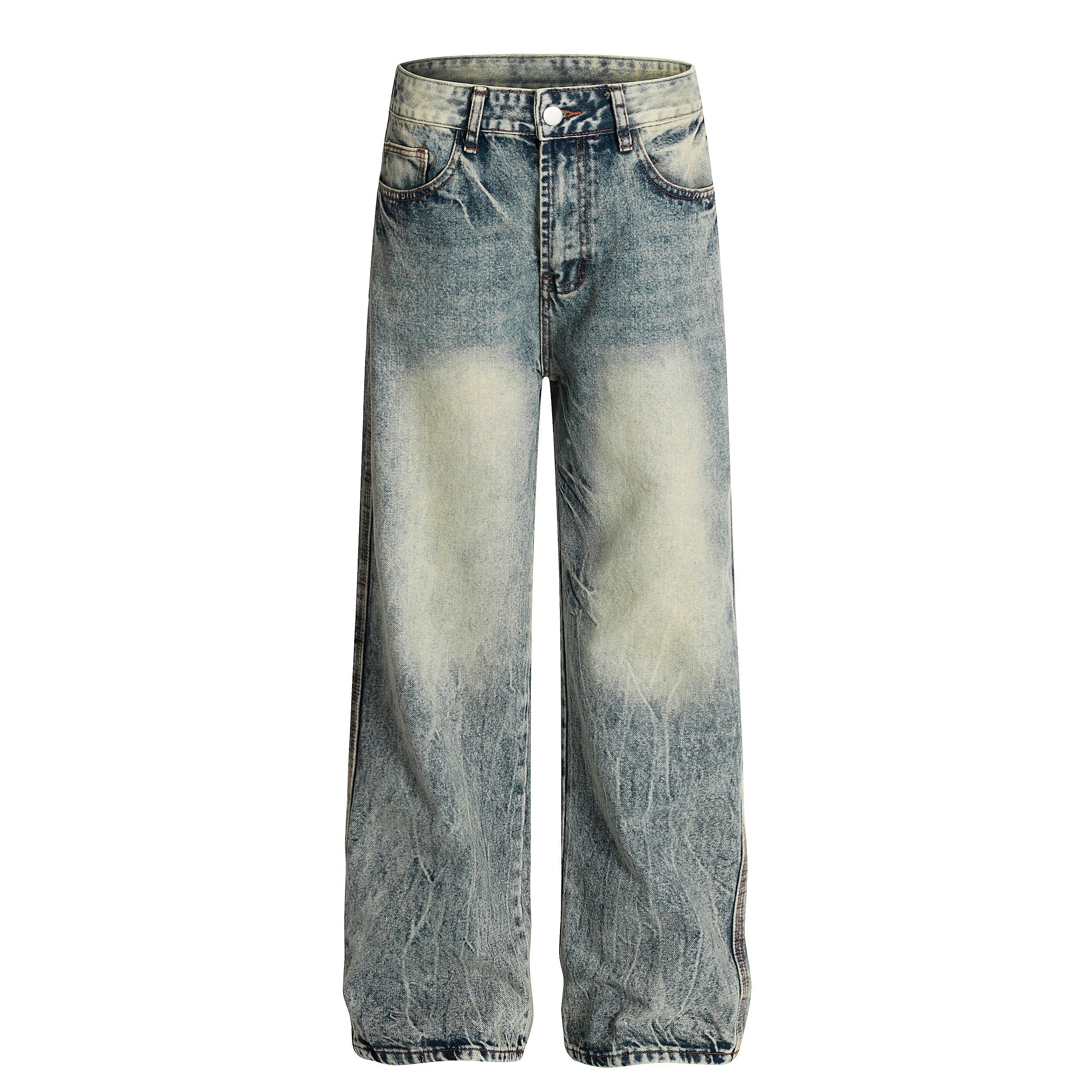 Omirad Vintage Wash Wide-Leg Jeans | Distressed Streetwear Denim