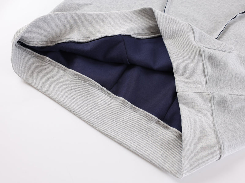 Close-up of hoodie hood interior with dark navy lining