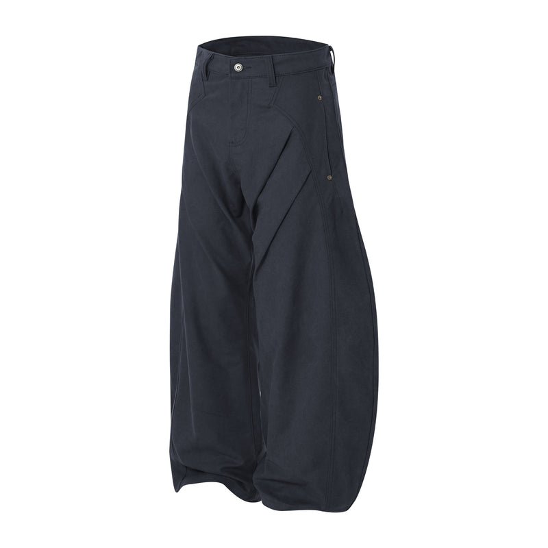 3D Curved Panel Wide-Leg Pants | Sculptural Streetwear