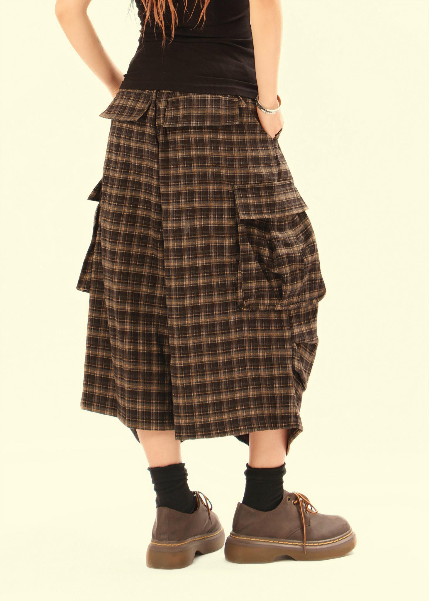 Omirad Plaid Cargo Shorts | Streetwear Knee-Length Fit