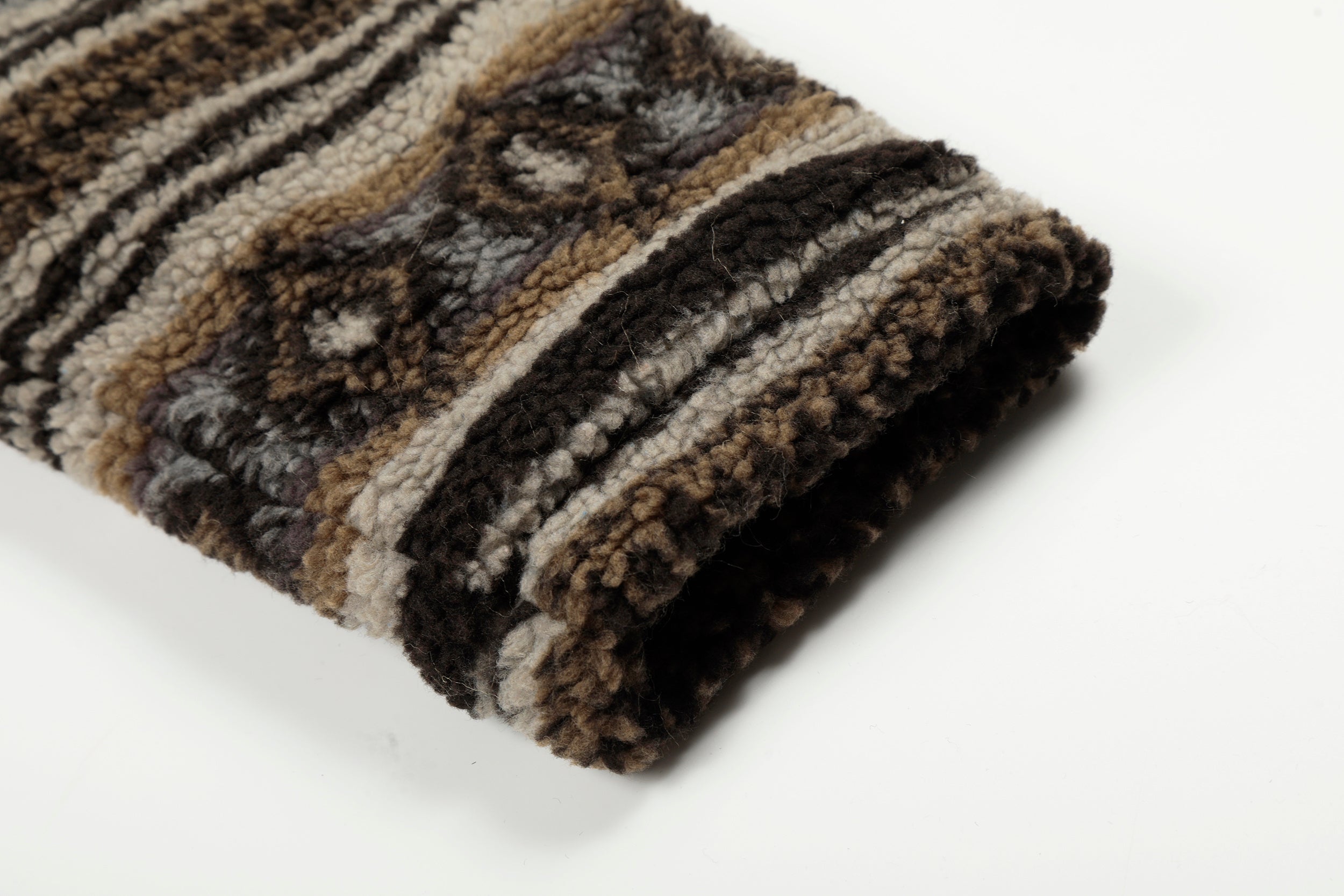 Nordic Faux Fur-Trim Hooded Zip Jacket | Ethnic Pattern