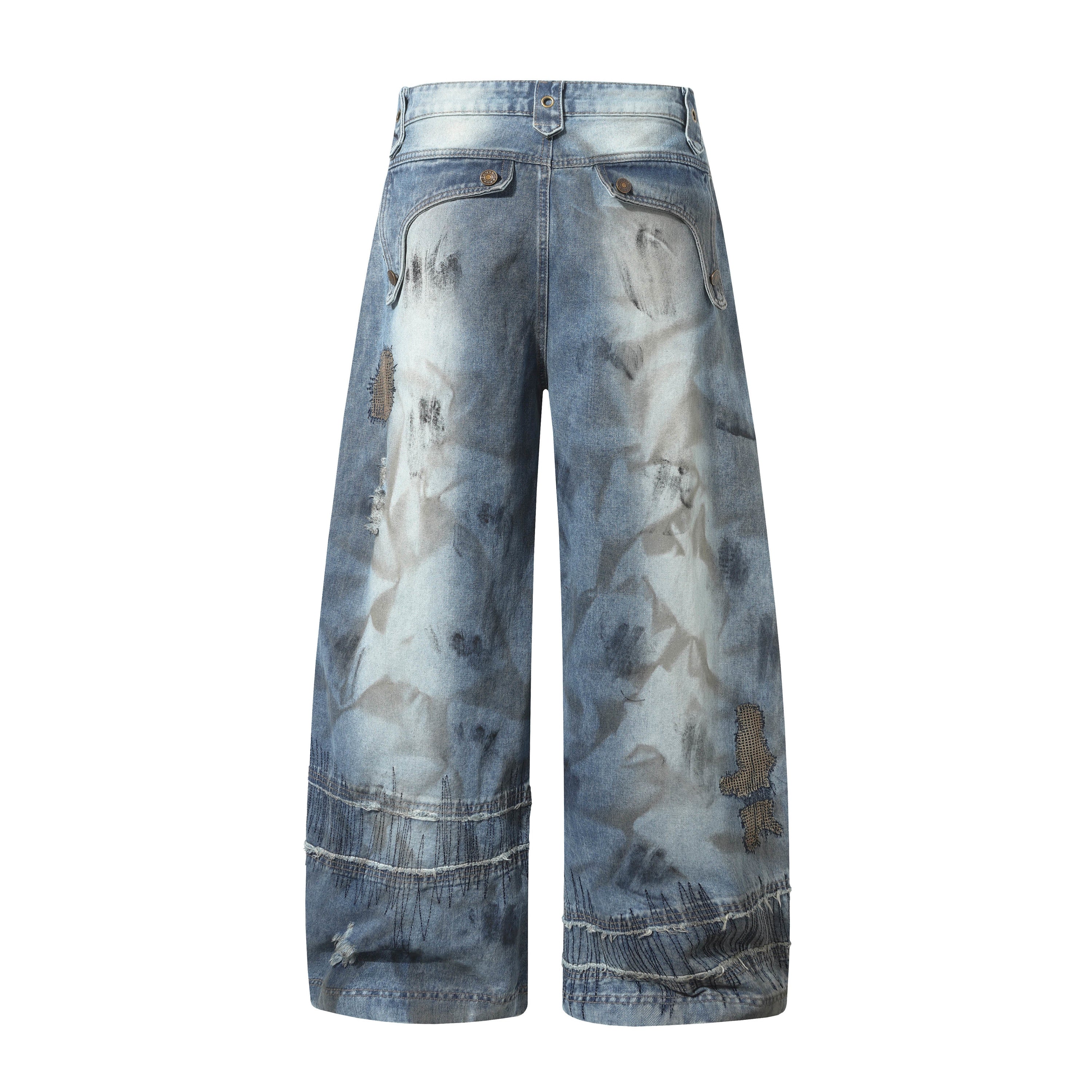Omirad Distressed Patchwork Wide-Leg Denim Pants | Y2K