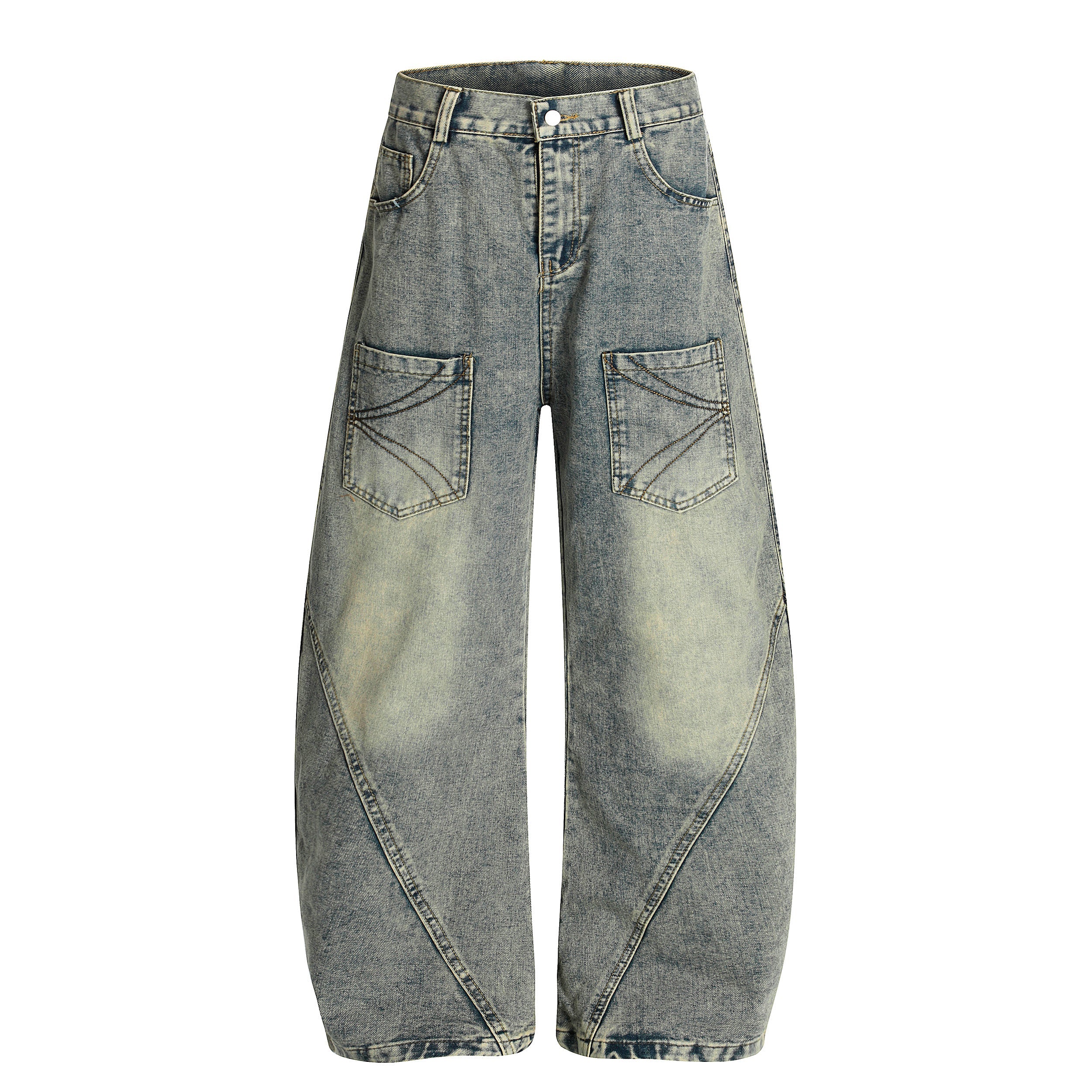 Omirad Arc Stitch Wide-Leg Denim Jeans | Y2K Streetwear