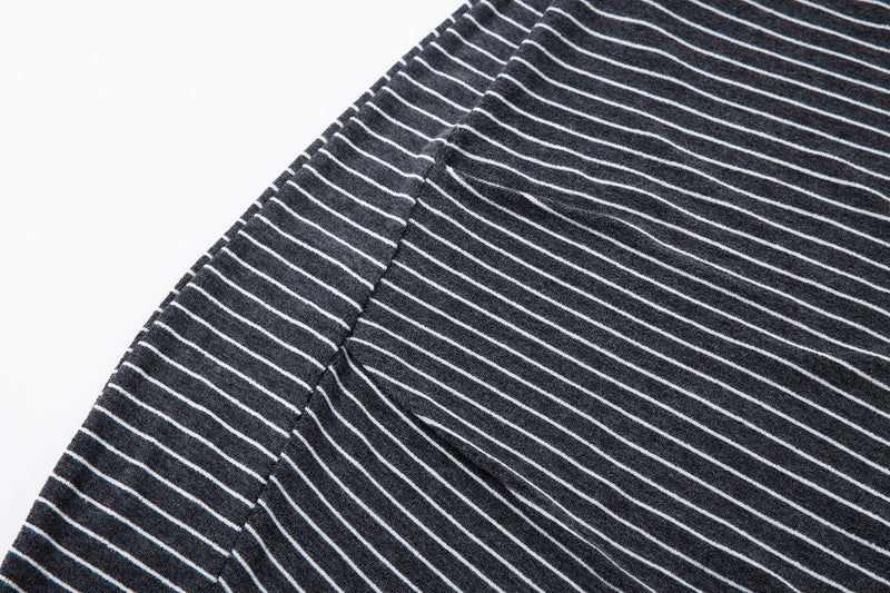 Striped Knit Barrel-Leg Lounge Pants with Drawstring Hem