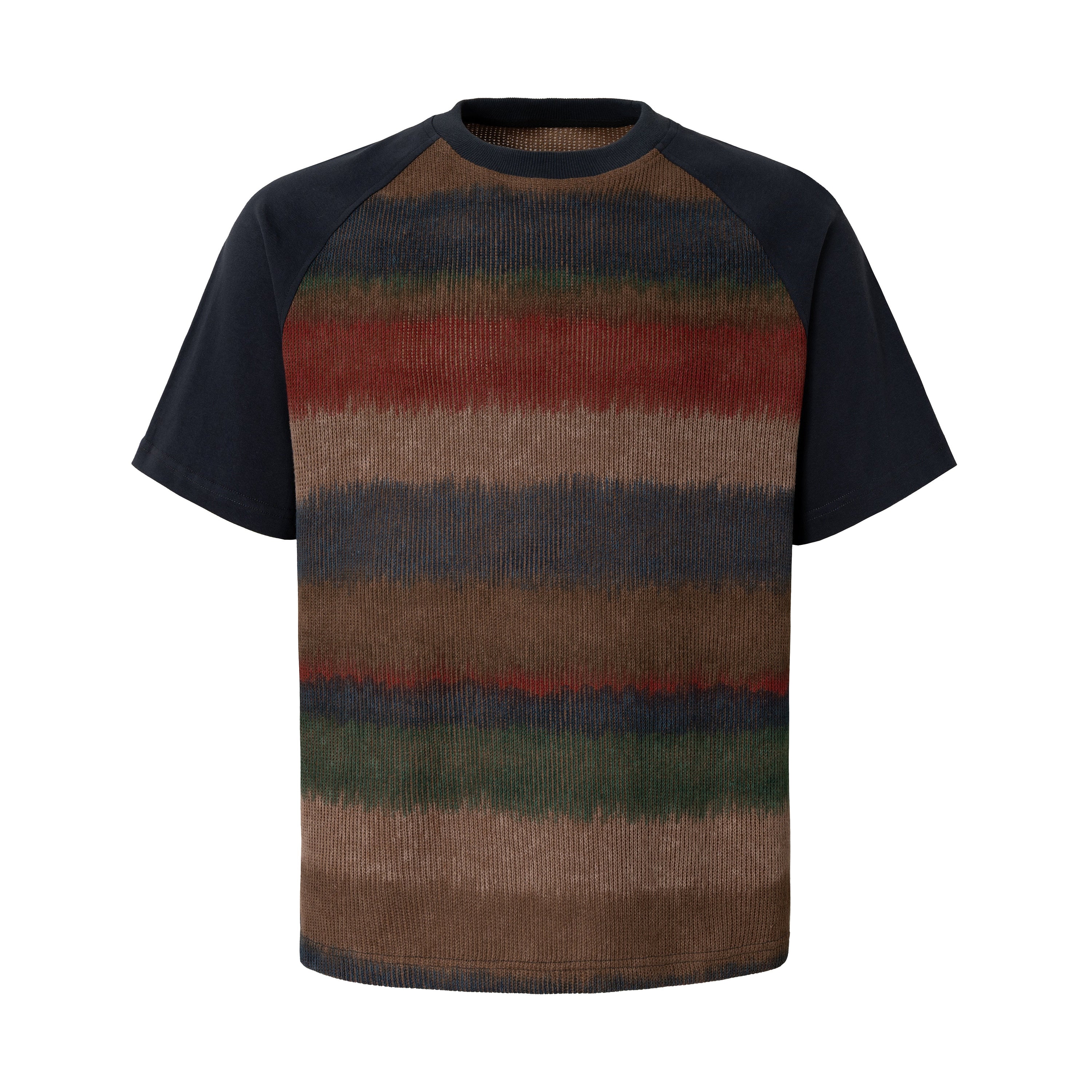 Gradient Stripe Raglan T-Shirt | Contrast Sleeve Crewneck Tee
