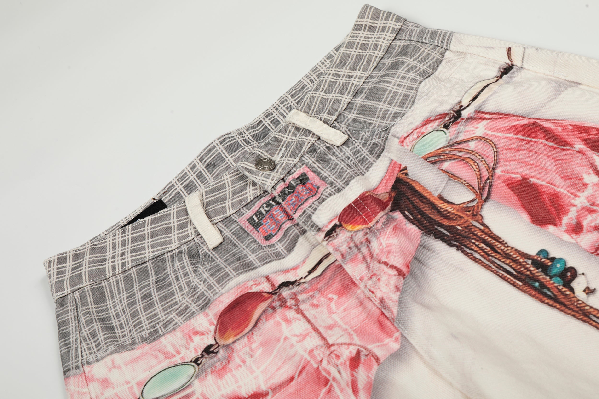 Omirad Digital Print Layered Wide-Leg Denim Pants