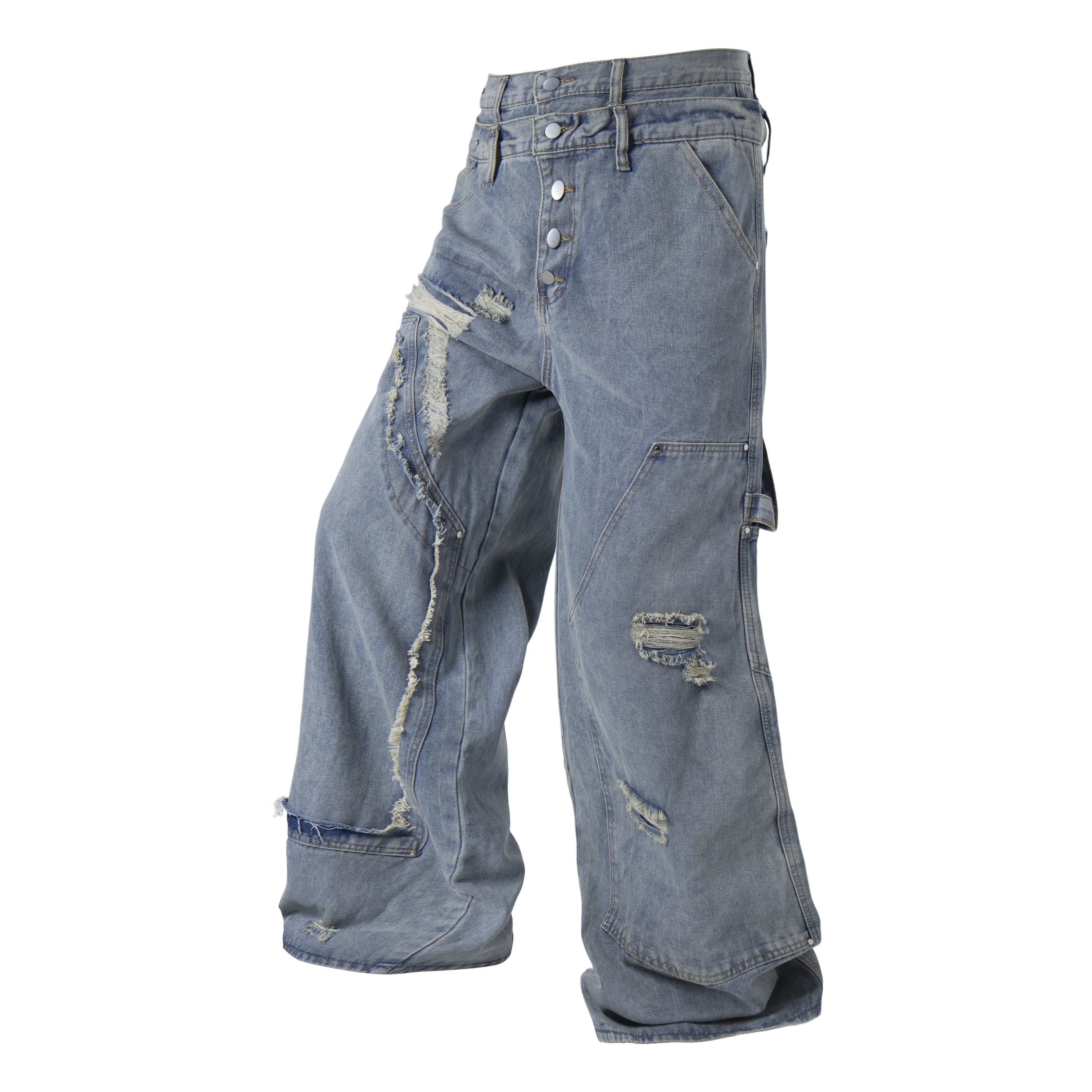 Omirad Distressed Panel Denim Pants | Streetwear Jeans