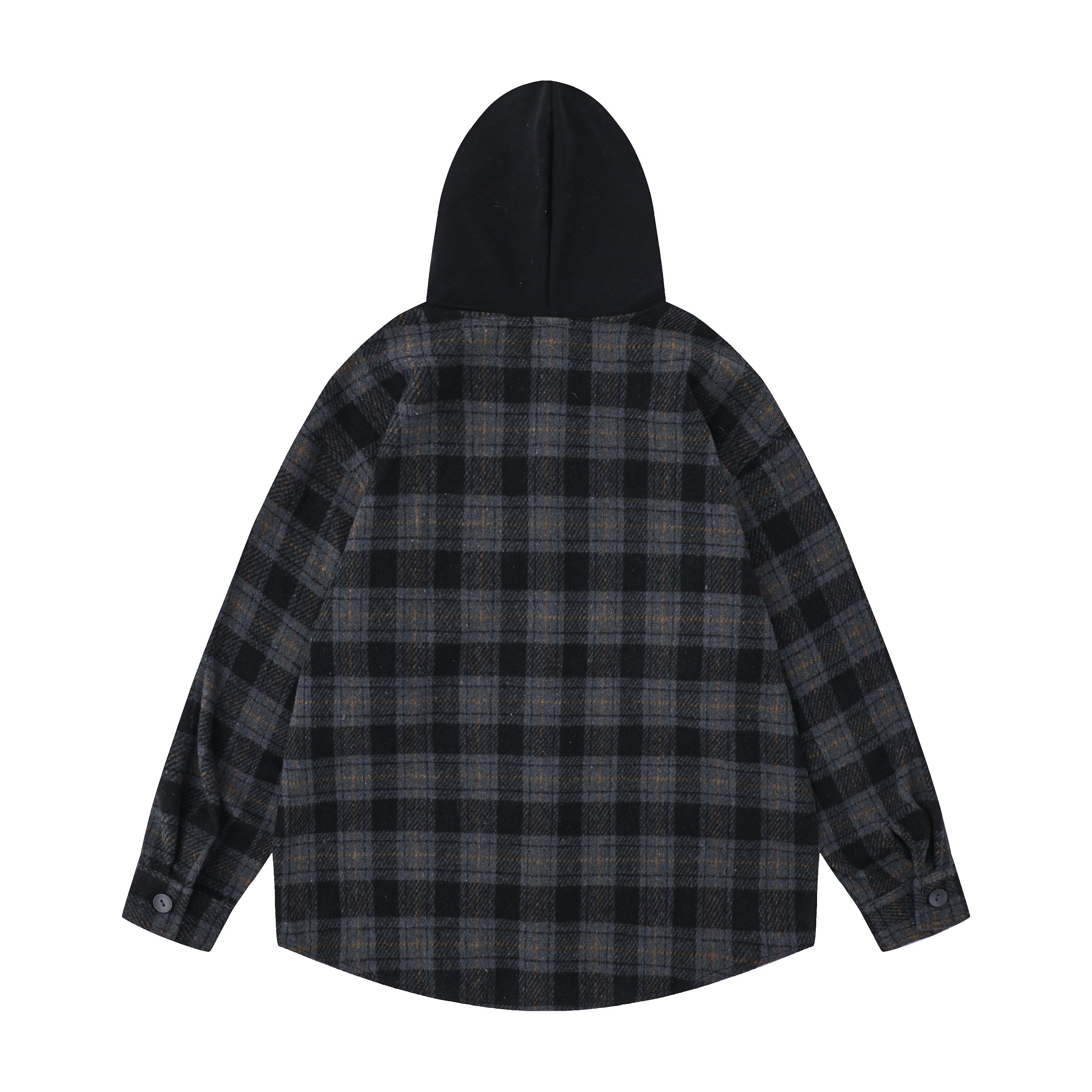 Hooded Plaid Flannel Overshirt | Contrast Hood Streetwear Shacket