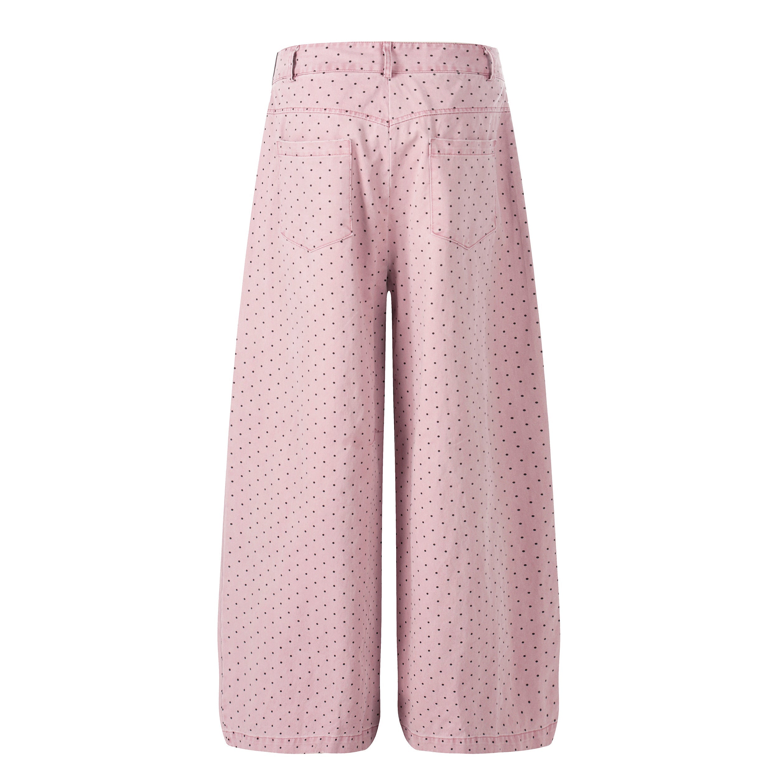 Polka Dot Wide-Leg Pants with Rhinestone Star Detail