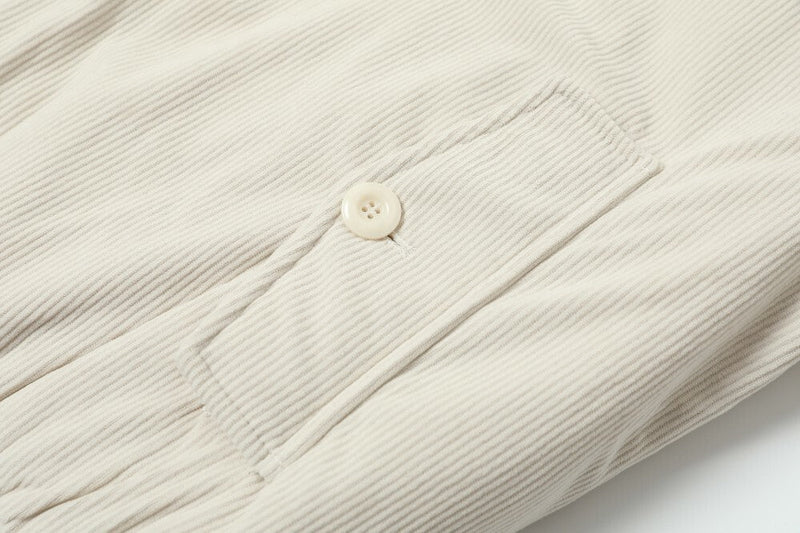 Omirad Embroidered Back Corduroy Zip Jacket | Cream
