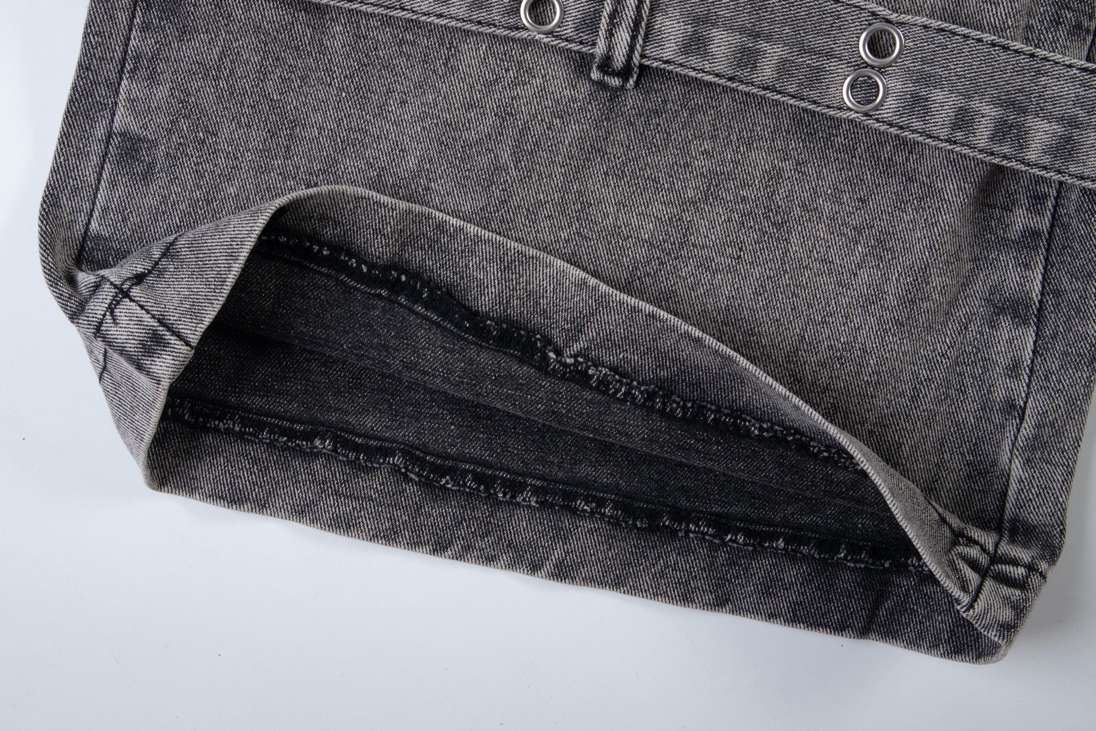 Omirad Deconstructed Strap Cargo Jeans | Washed Black Denim