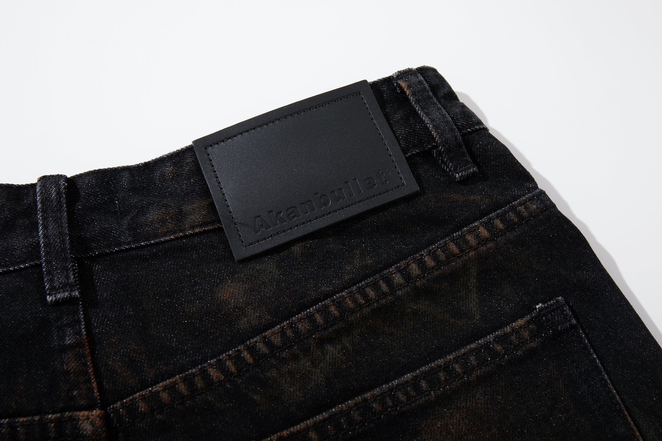 Hand-Painted Washed Wide-Leg Jeans | Dark Grunge Denim