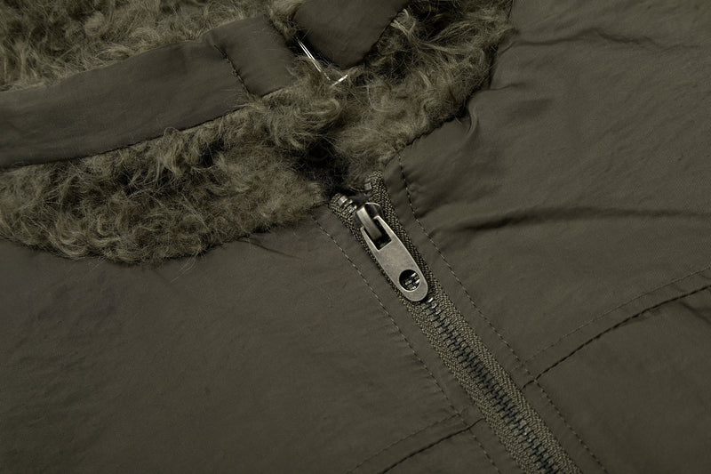 Faux Fur Collar Bomber Jacket | Military Streetwear