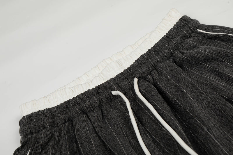 Omirad Pinstripe Wide-Leg Track Pants | Relaxed Fit