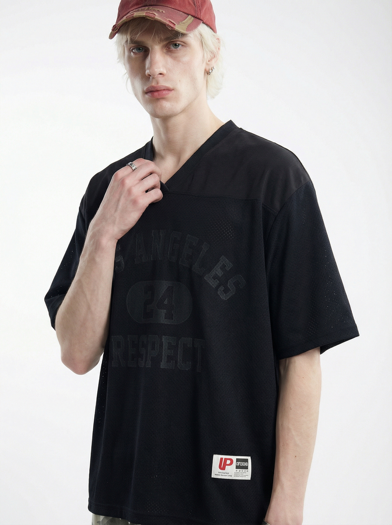 Los Angeles 24 Respect V-Neck Tee | Streetwear Mesh T-Shirt