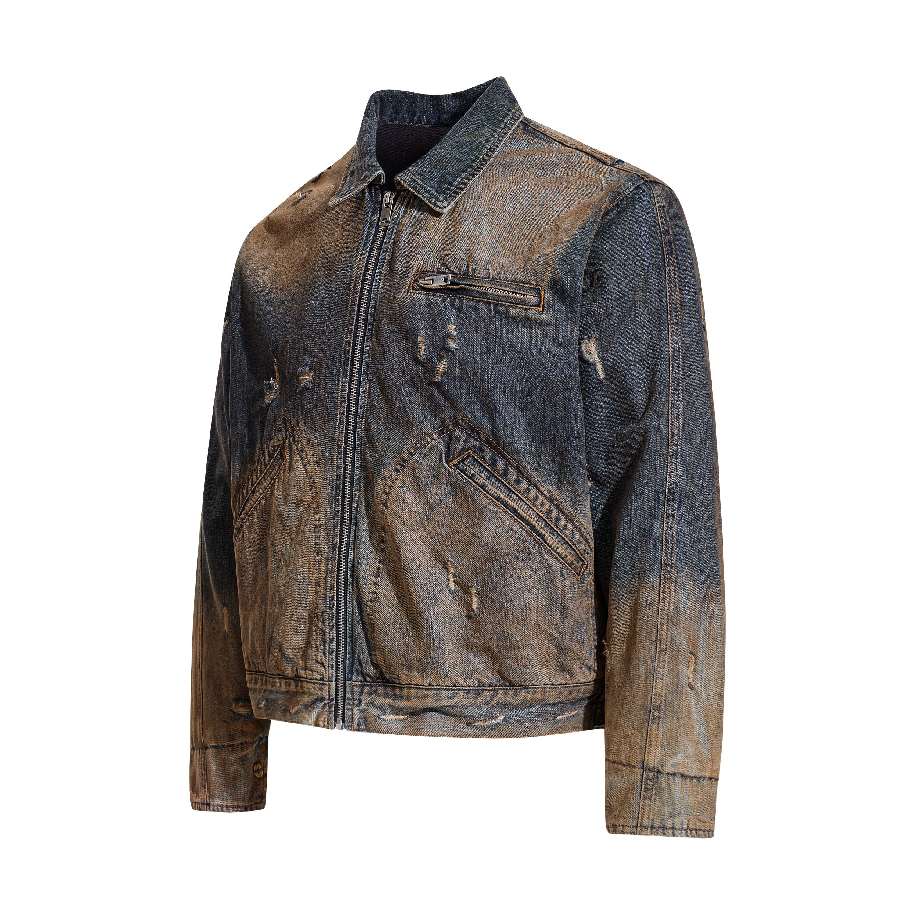 Omirad Vintage Distressed Denim Jacket | Washed Cropped Fit