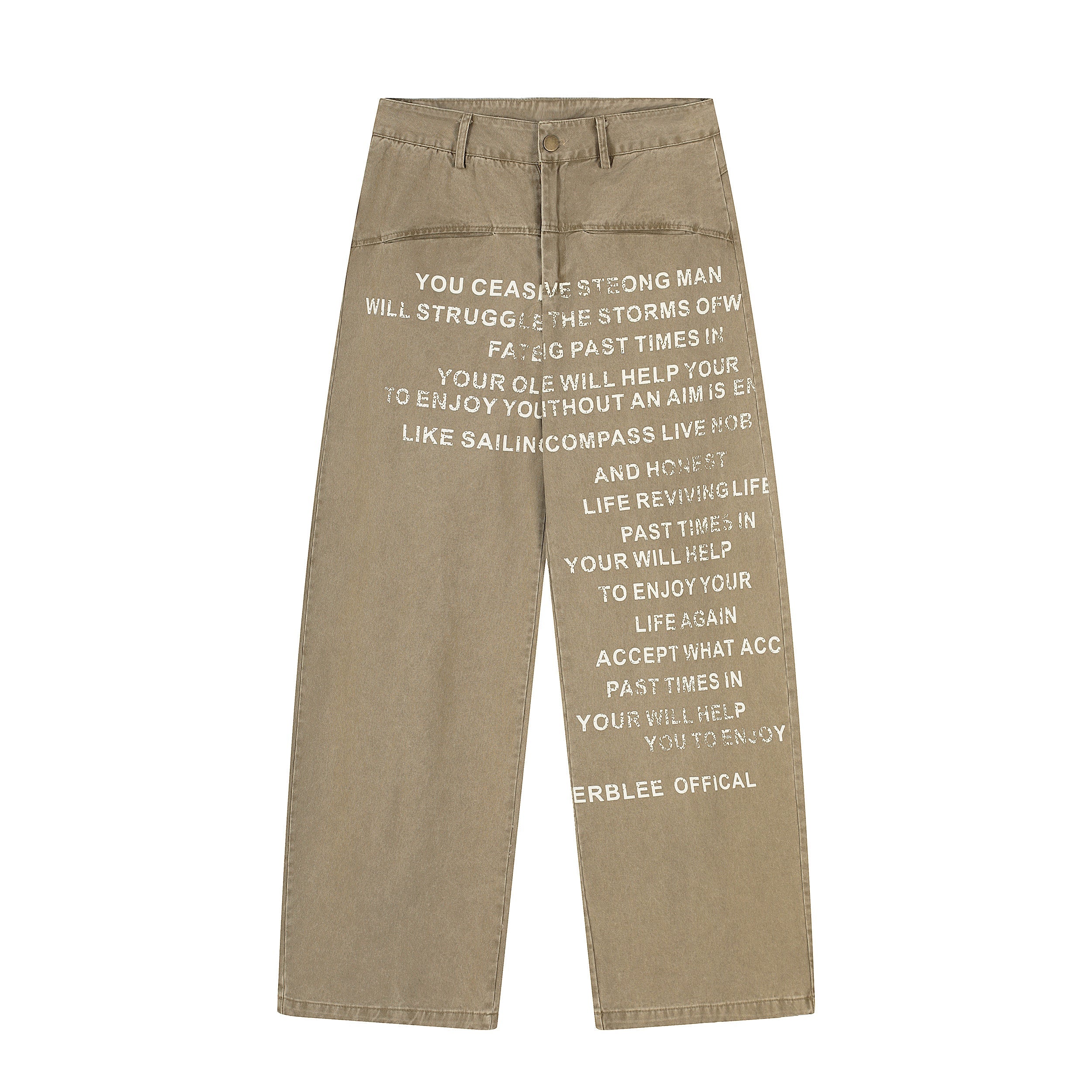 Omirad Text-Print Vintage Wide-Leg Pants | 100% Cotton