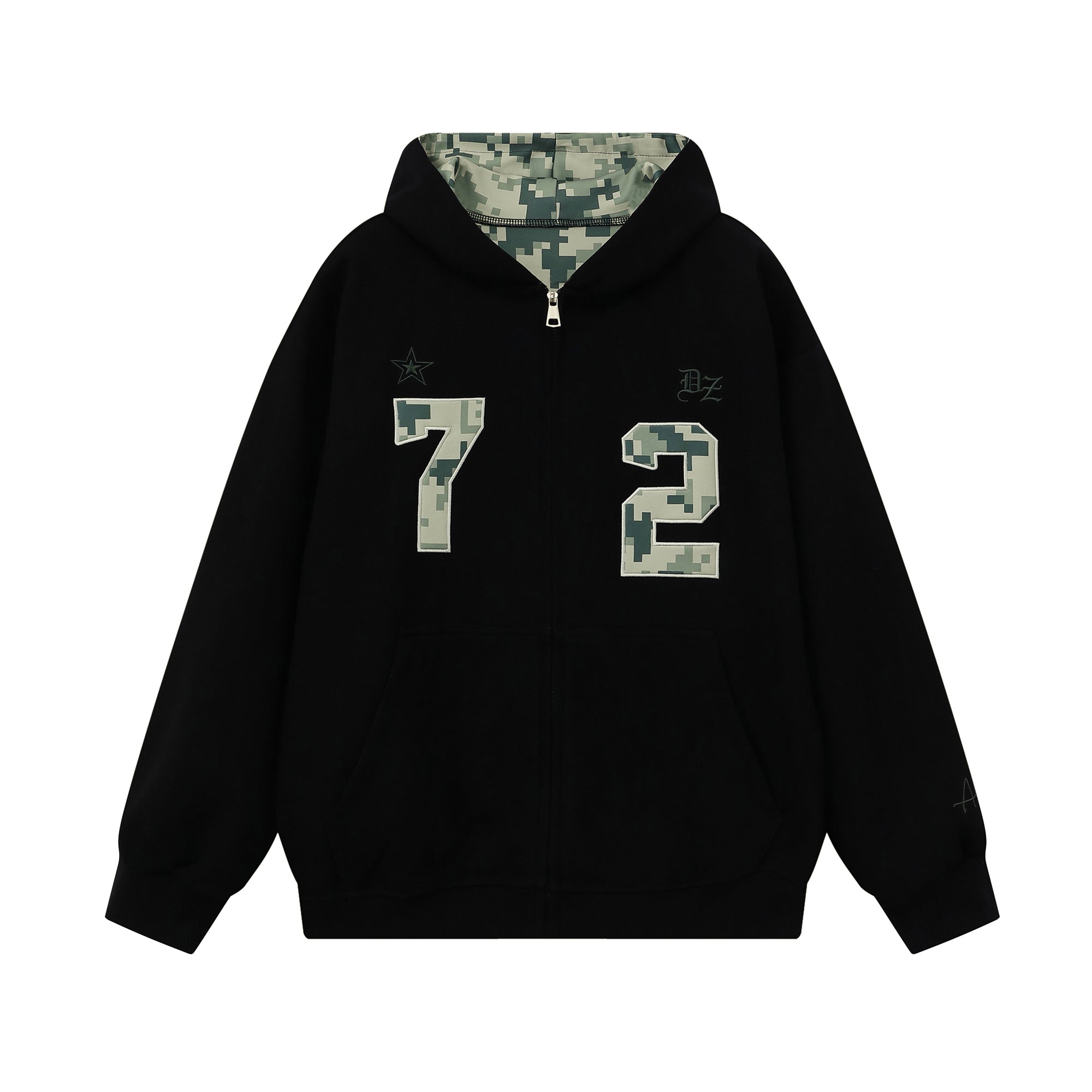 Omirad Camo Varsity Zip-Up Hoodie | Military Street Style