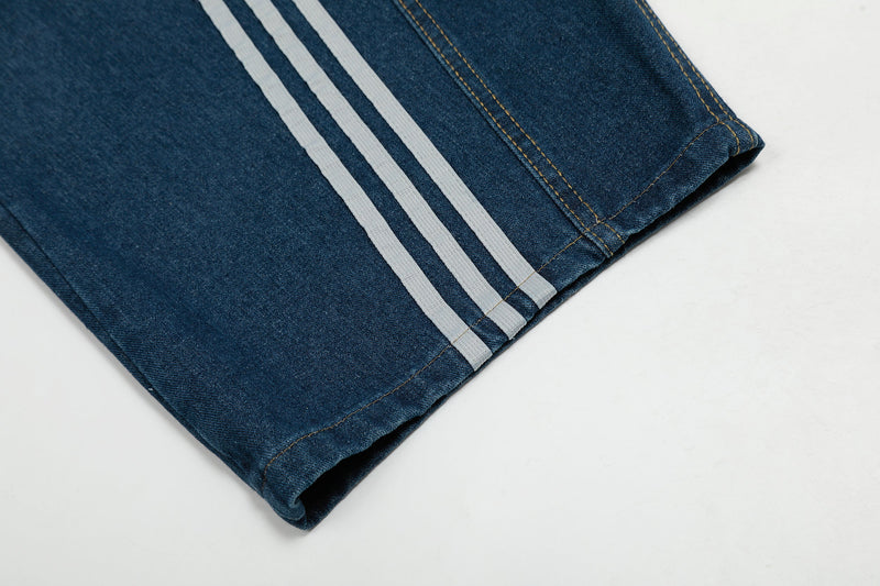 Omirad Stripe Panel Balloon Wide-Leg Denim Pants