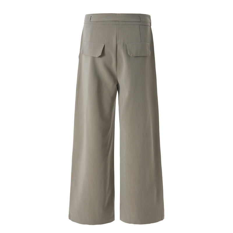 Buckle-Wrap Wide-Leg Trousers | Tailored Street Style