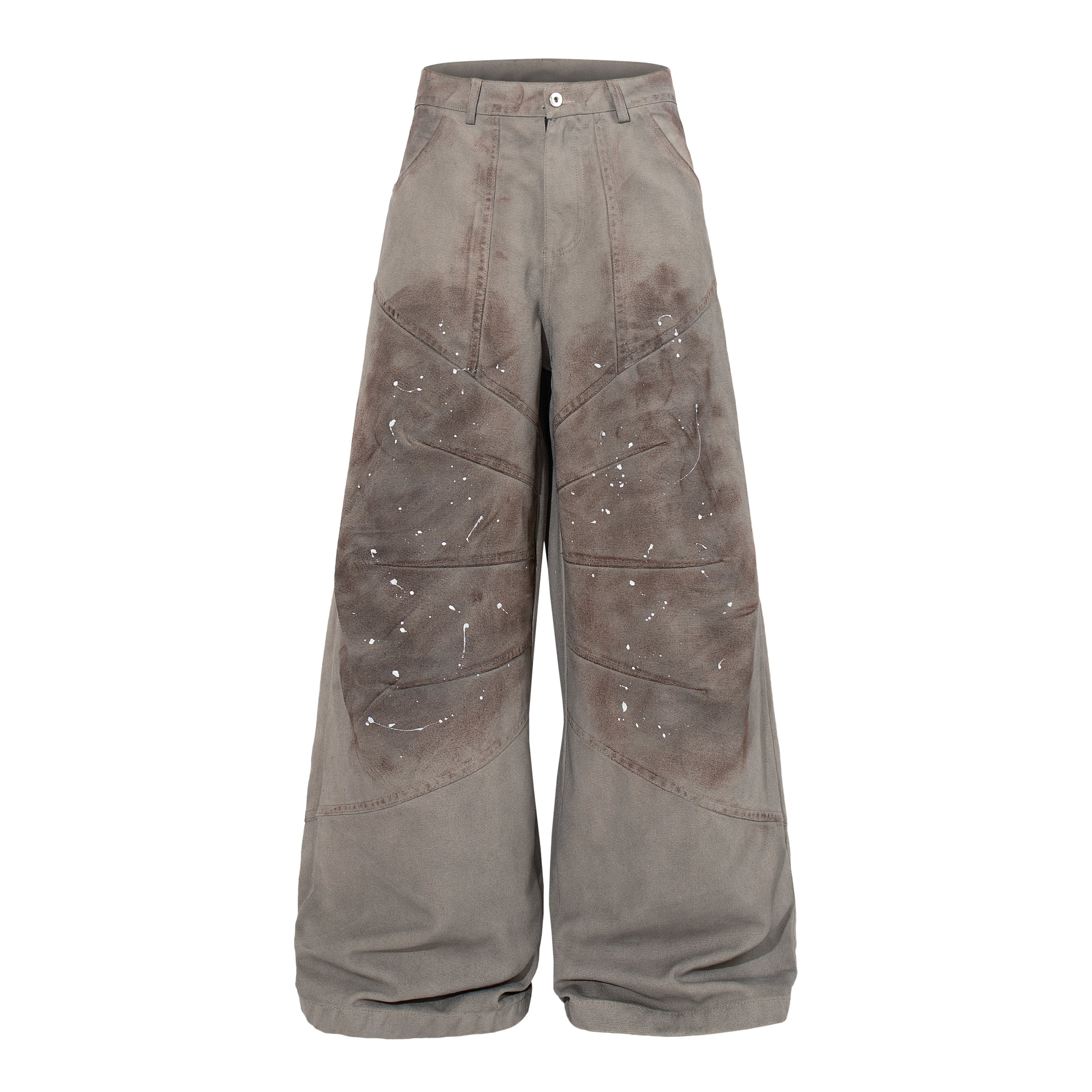 Omirad Distressed Panel Wide-Leg Pants | Paint Splatter