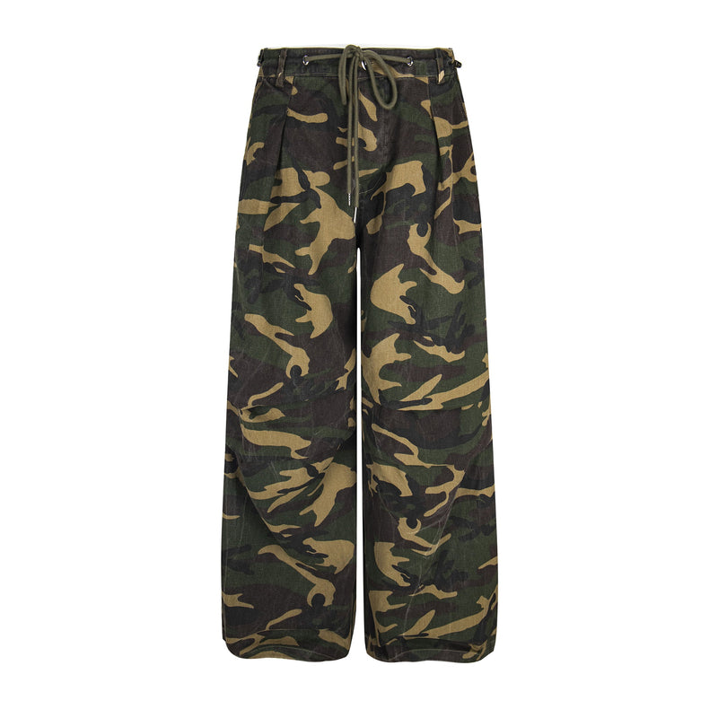 Omirad Camo Wide-Leg Cotton Pants | Military Streetwear