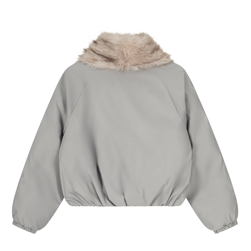 Faux Fur Lapel Drawstring Cropped Jacket | Streetwear