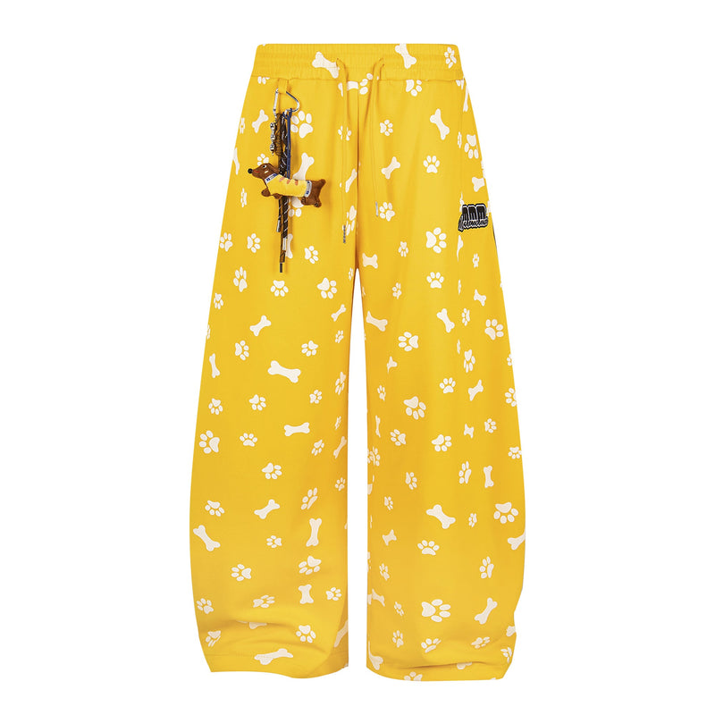 Paw Print Wide-Leg Lounge Pants | Dog Bone Streetwear Sweats