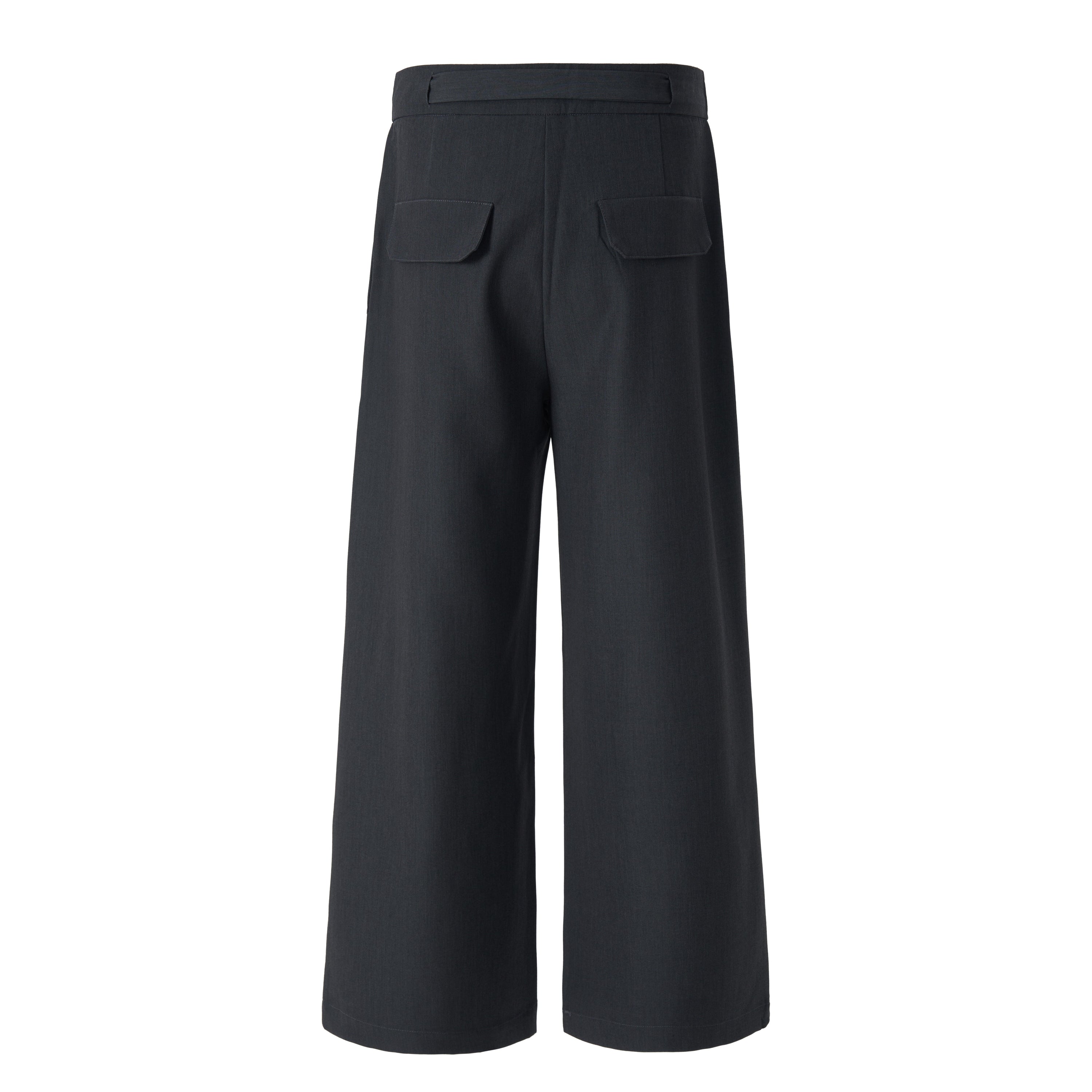 Buckle-Wrap Wide-Leg Trousers | Tailored Street Style