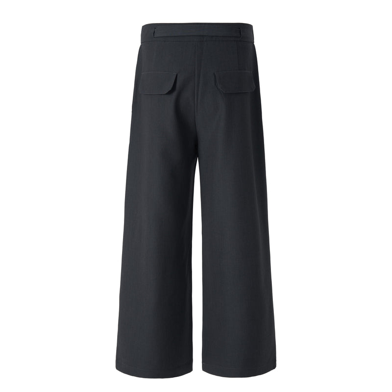 Buckle-Wrap Wide-Leg Trousers | Tailored Street Style