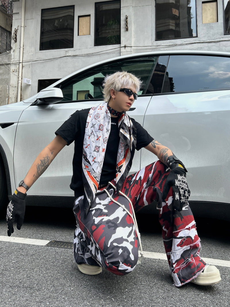 Distressed Wide-Leg Camo Sweatpants | ACC Ruements