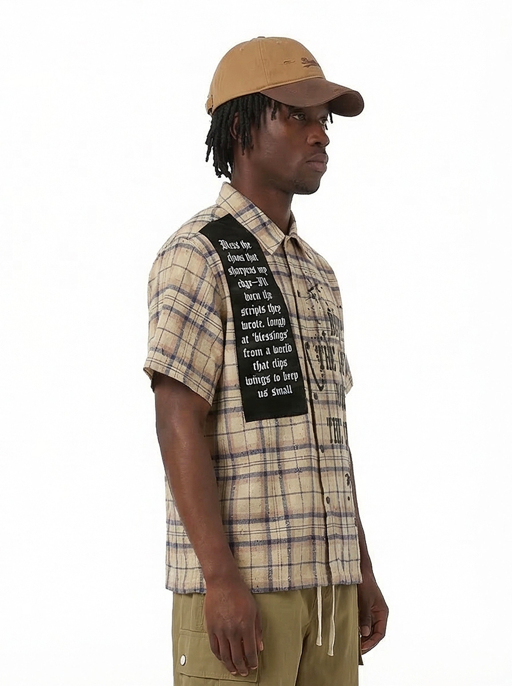 Omirad Burn The Script Graphic Plaid Shirt | Streetwear