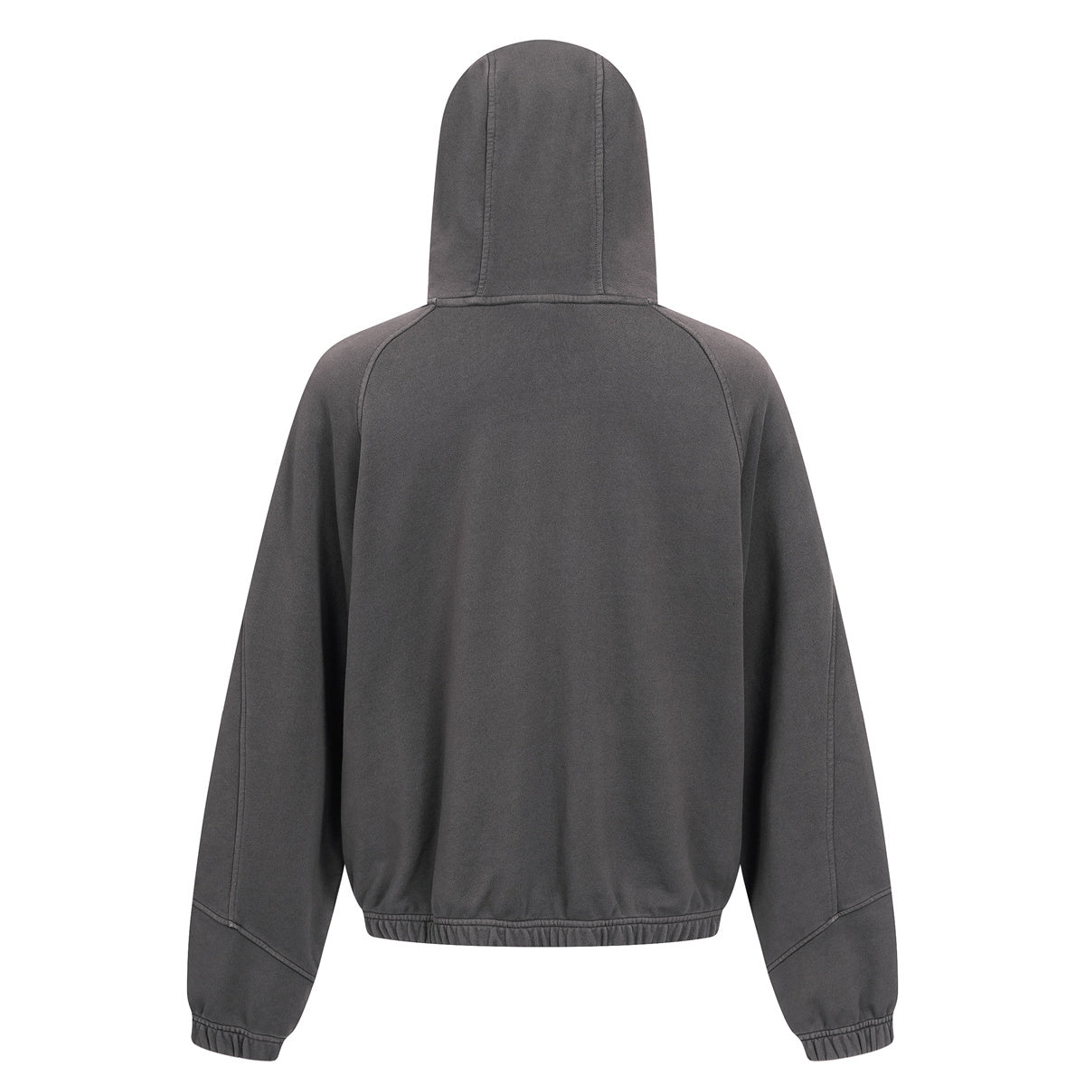 Curved-Seam Full-Zip Hoodie | Washed Cotton Streetwear