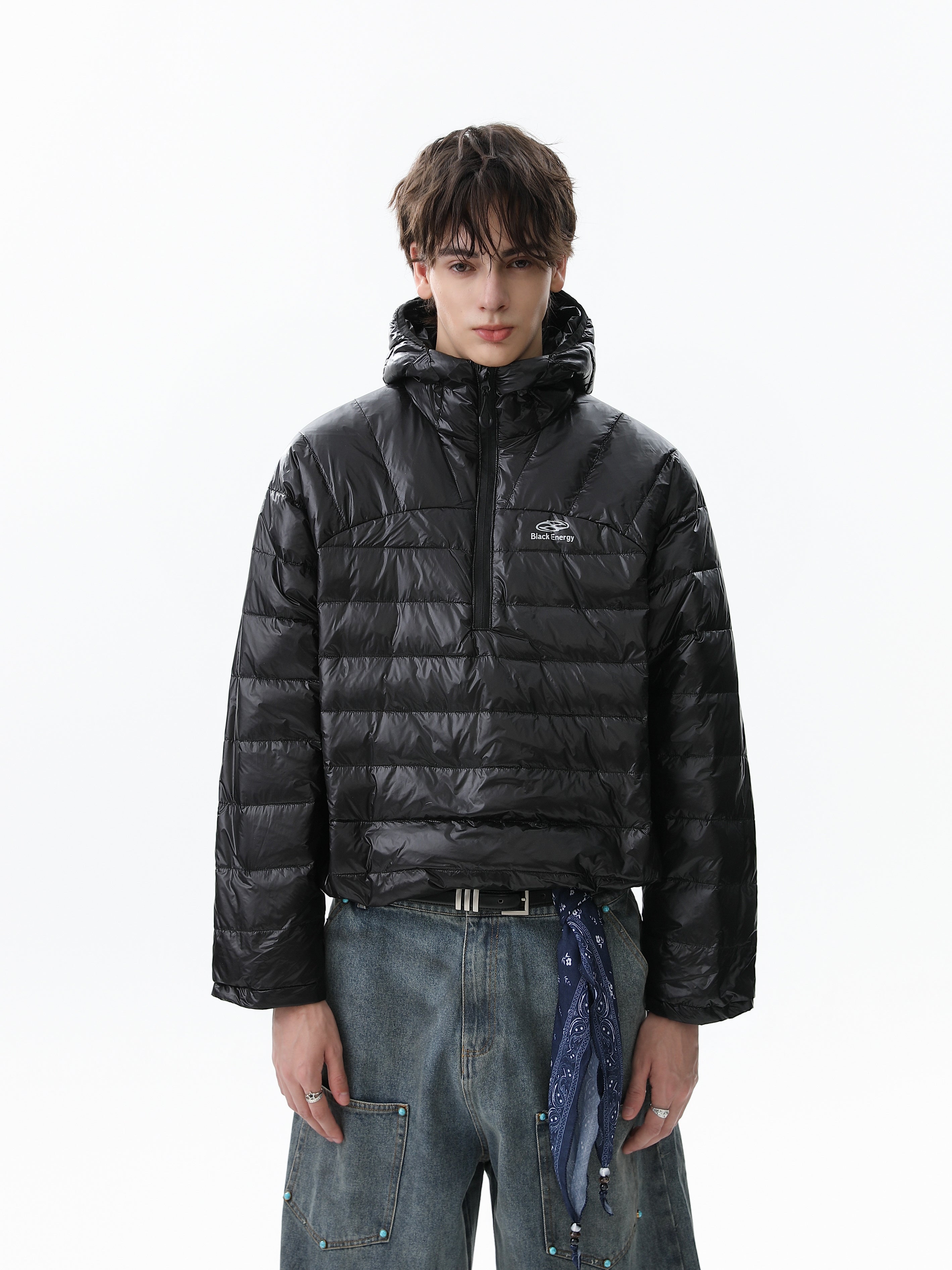 Omirad Lightweight Nylon Puffer Pullover Jacket with Hood