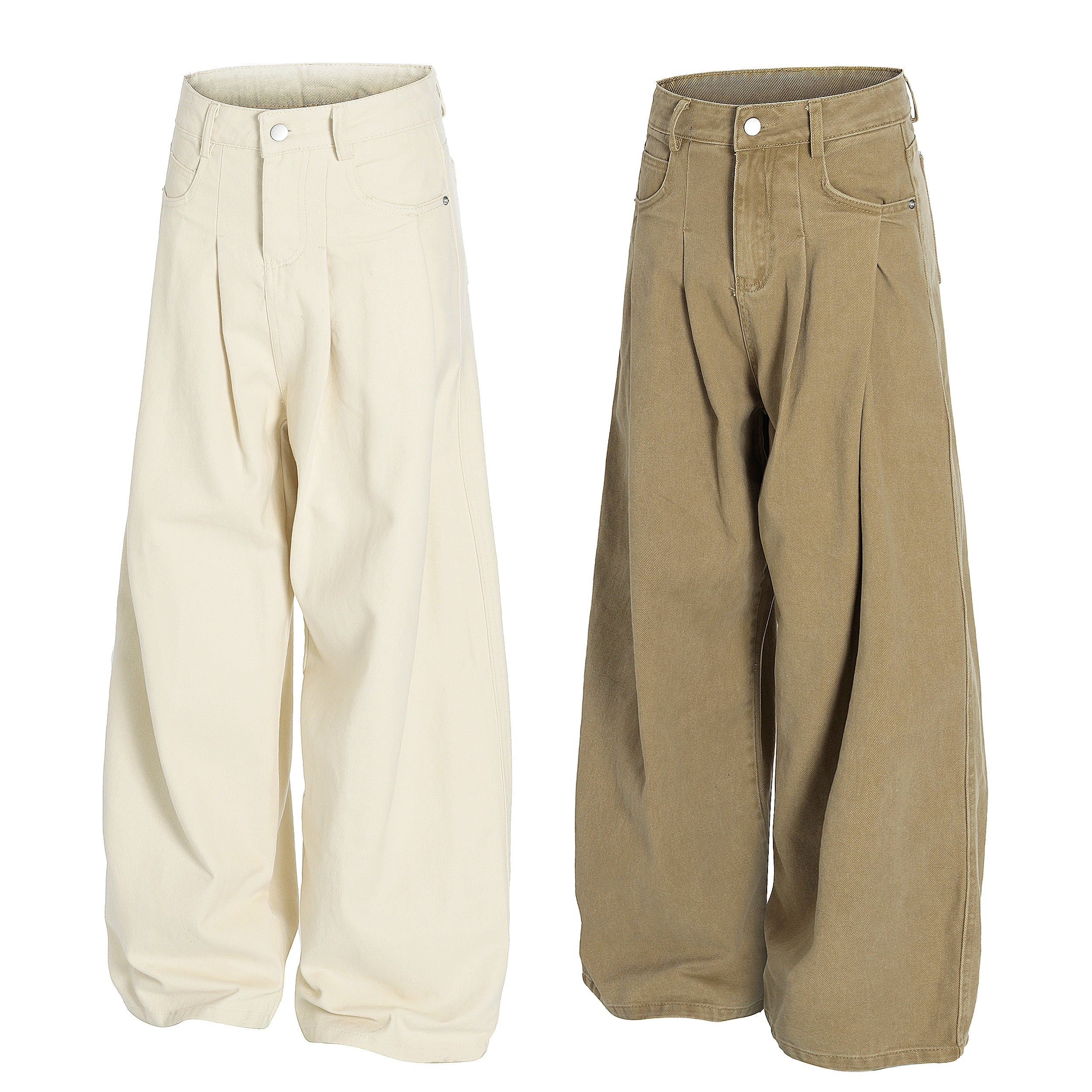 Wide-Leg Pleated Canvas Pants | Oversized Streetwear Trousers