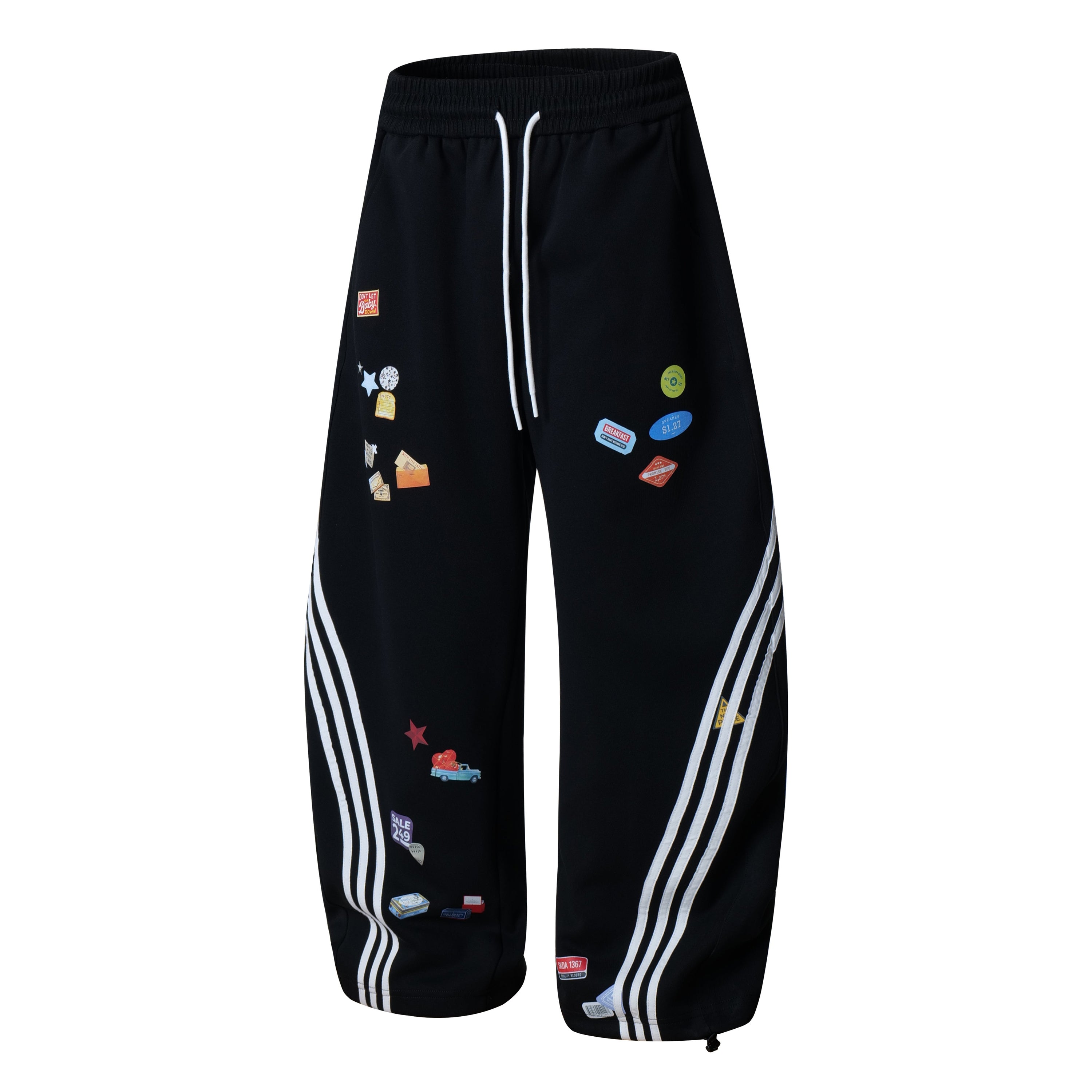Omirad Patch Graphic Track Pants | Wide-Leg Streetwear