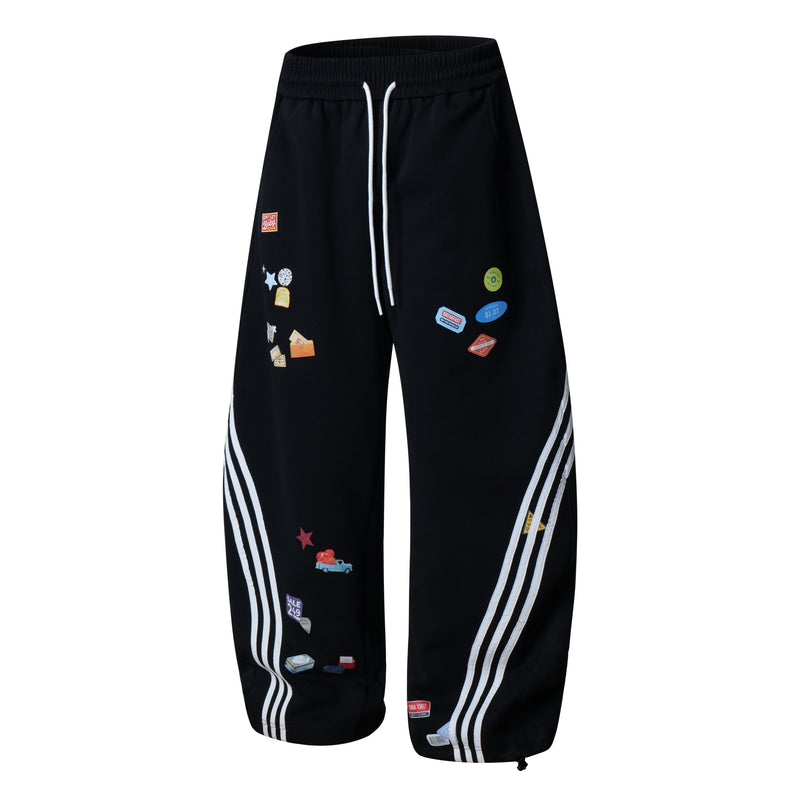 Omirad Patch Graphic Track Pants | Wide-Leg Streetwear