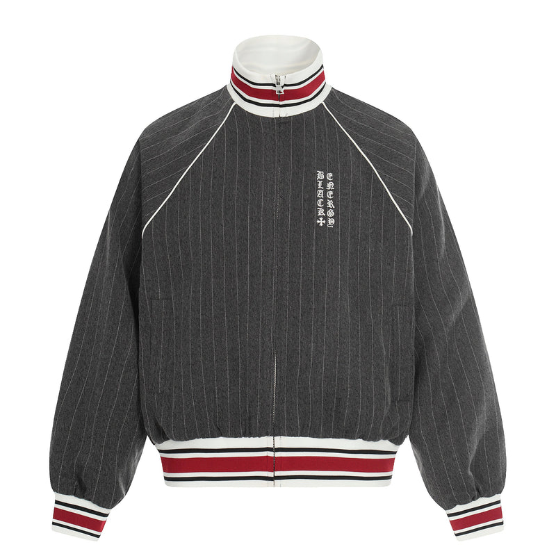 Pinstripe Track Zip Jacket | Retro Athletic Streetwear