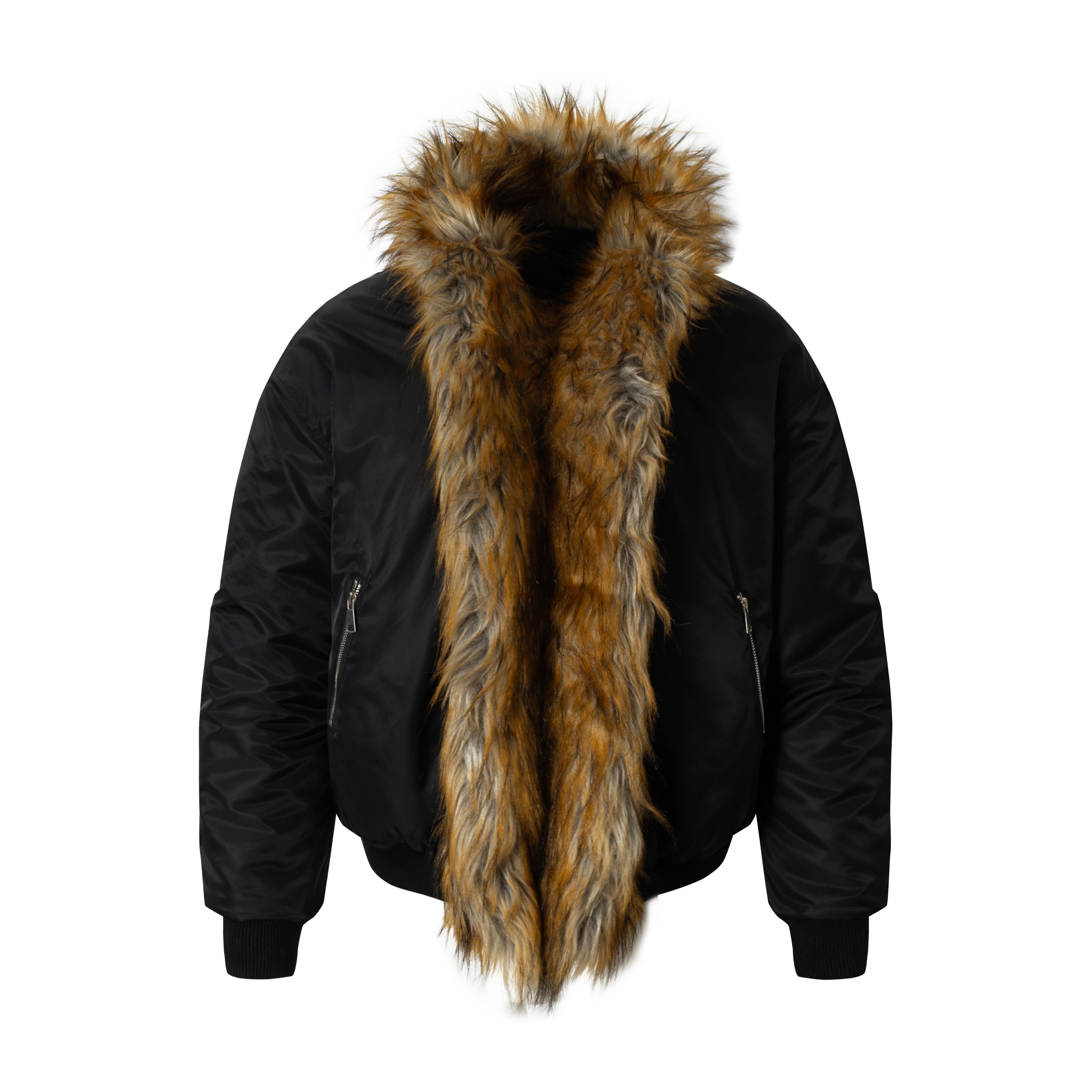 Omirad Faux-Fur Lined Bomber Jacket | Black Winter Coat