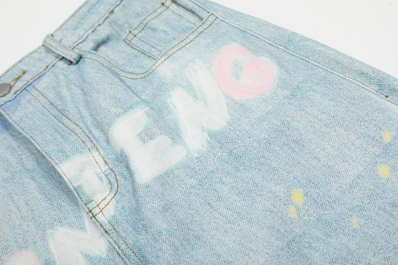 Omirad Life Is Beautiful Graffiti Wide-Leg Jeans
