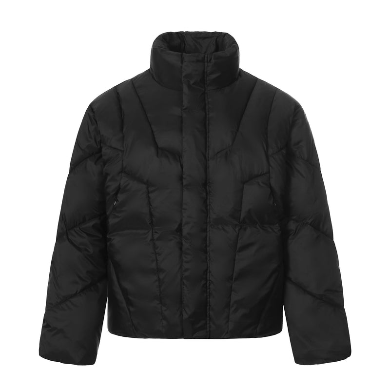 Omirad High-Neck Cropped Puffer Jacket | Grey & Black