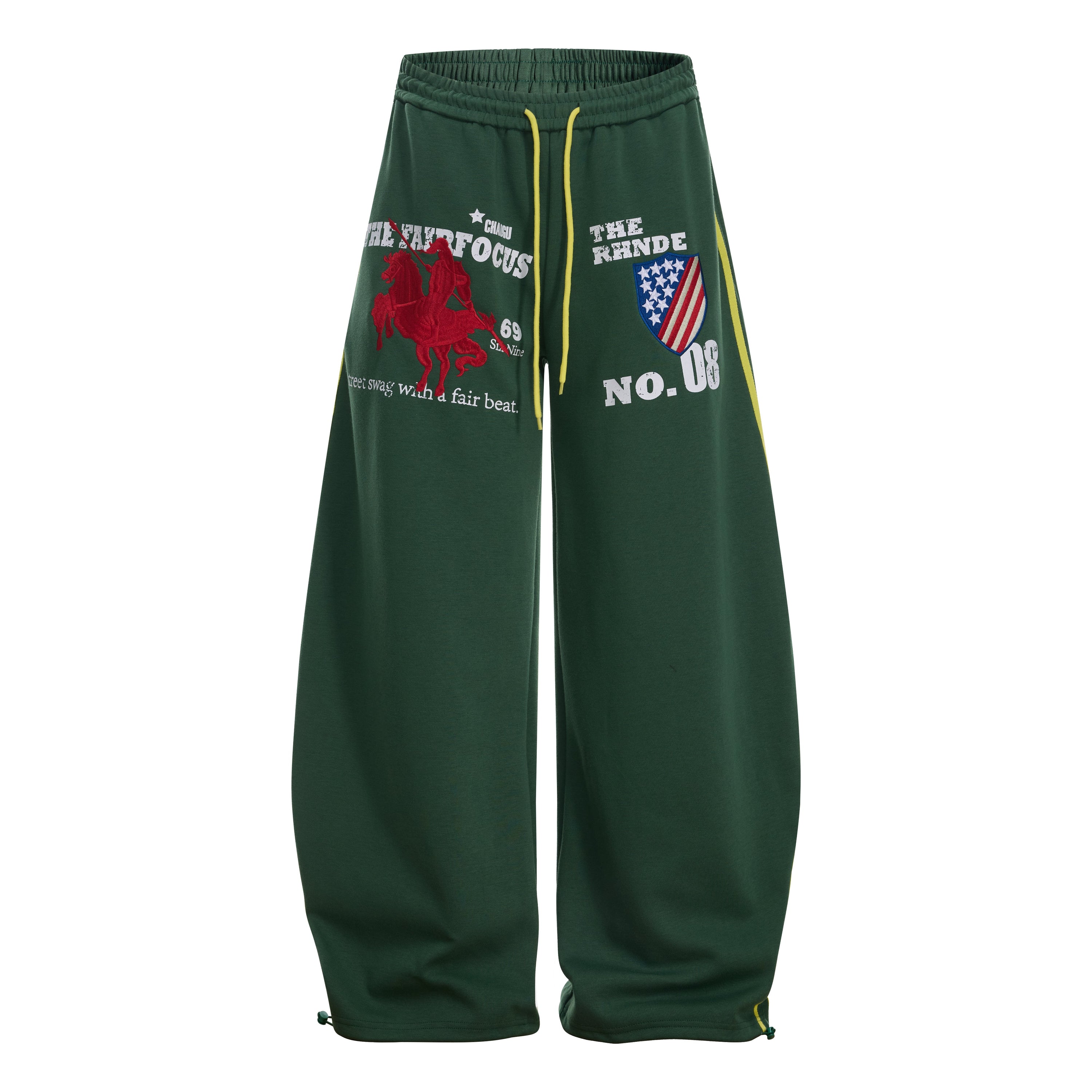Retro College Badge Wide-Leg Sweatpants | Varsity Streetwear