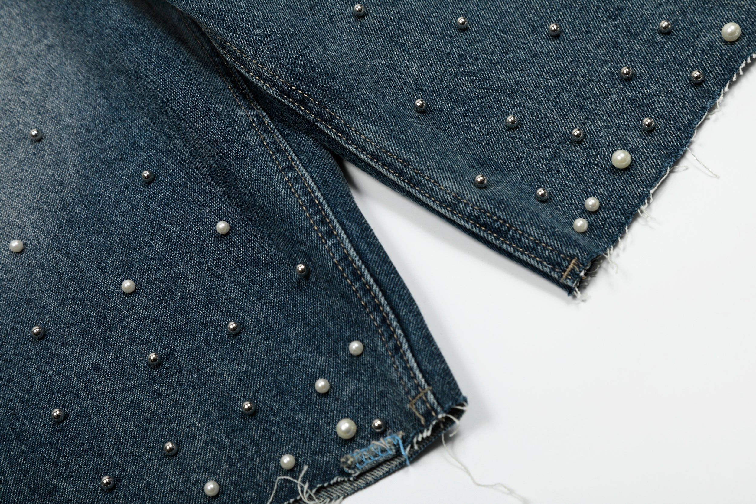Omirad Studded Wide-Leg Denim Shorts | Vintage Wash Jorts