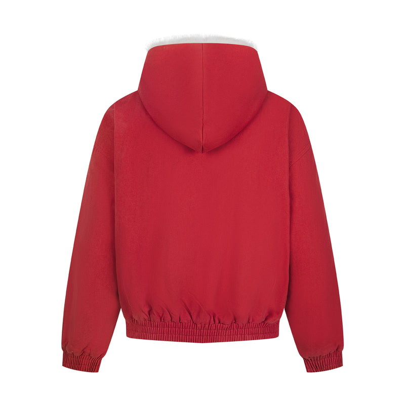 Faux Fur Collar Quilted Bomber Jacket | Streetwear Graphic