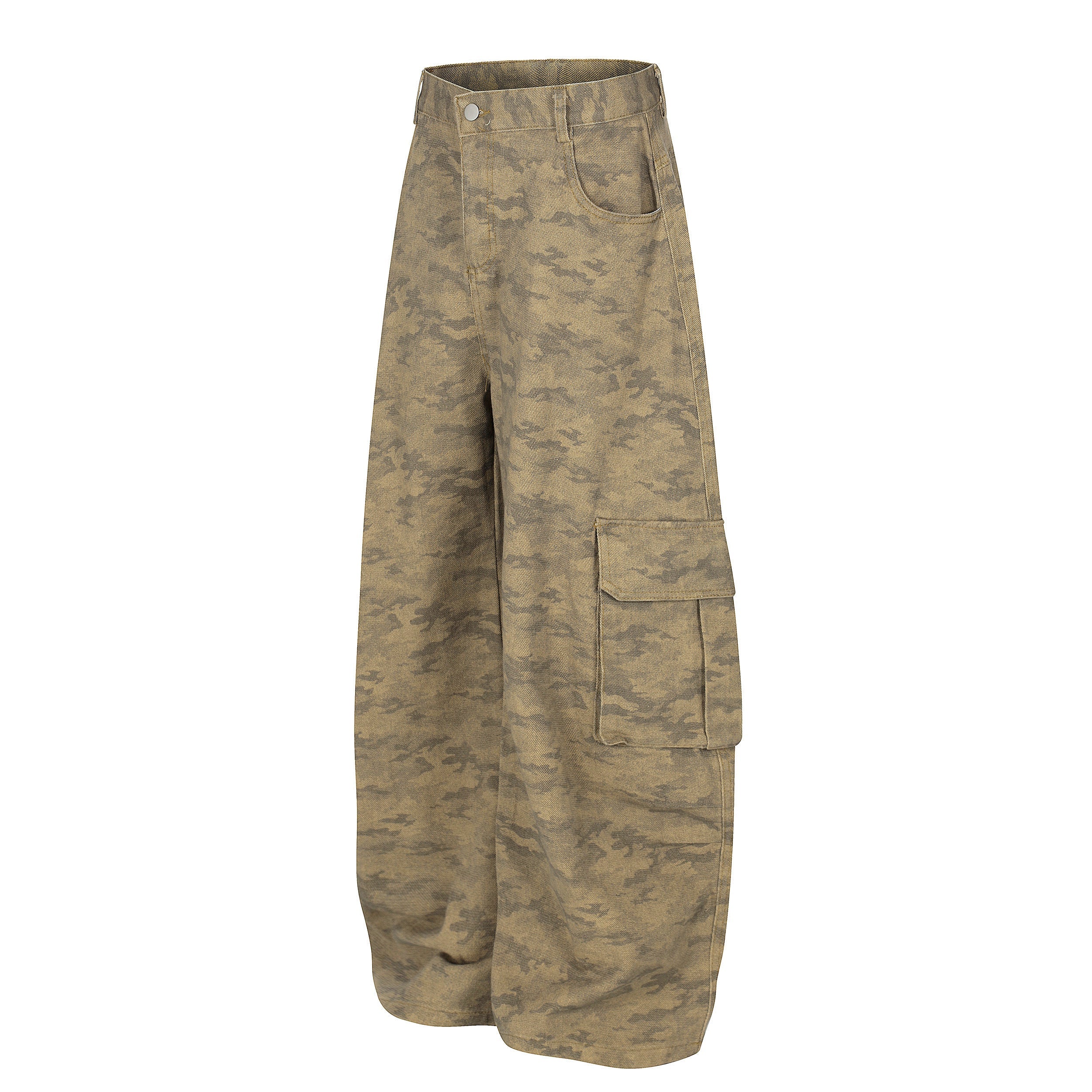 Omirad Desert Camo Wide-Leg Cargo Jeans | Streetwear Utility