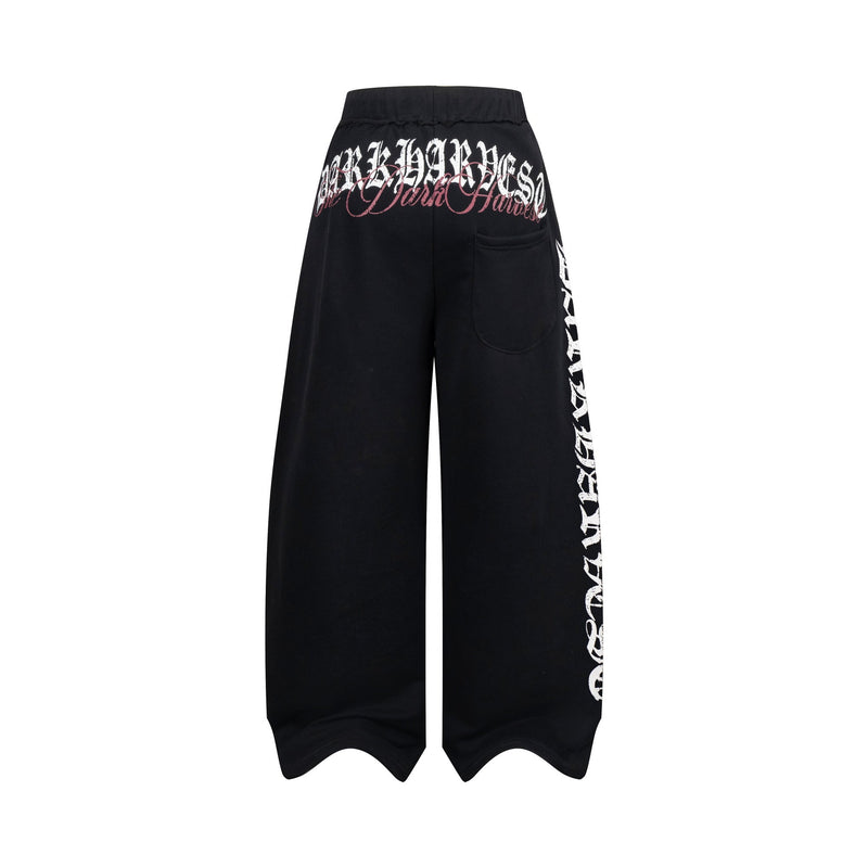 Gothic Wide-Leg Wave-Hem Sweatpants | Bold Streetwear