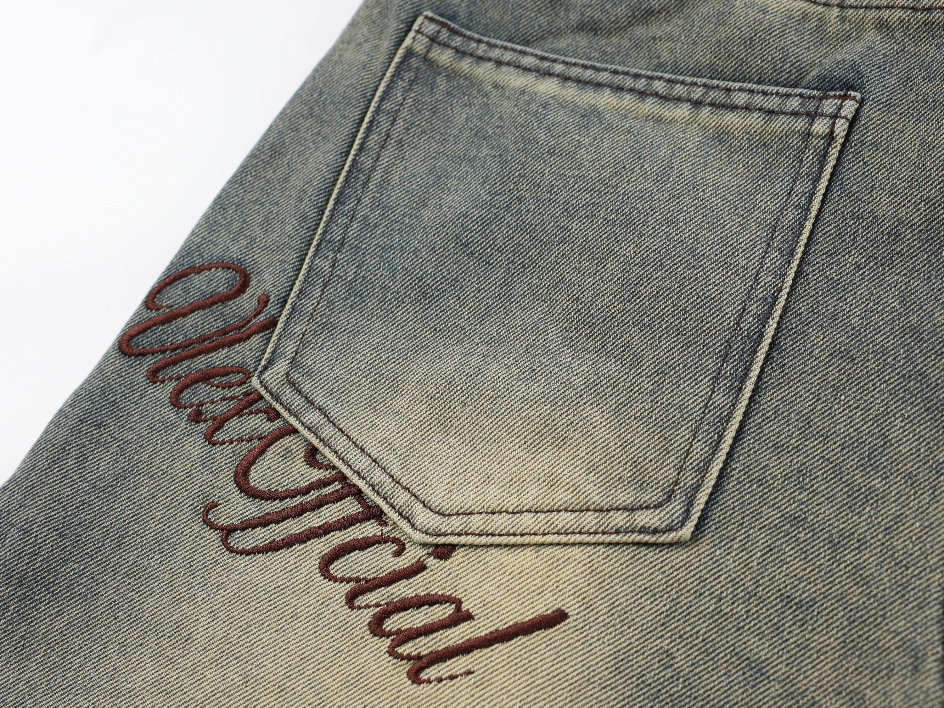 Wide-Leg Denim Pants with Tie Waist Detail | Vintage Wash